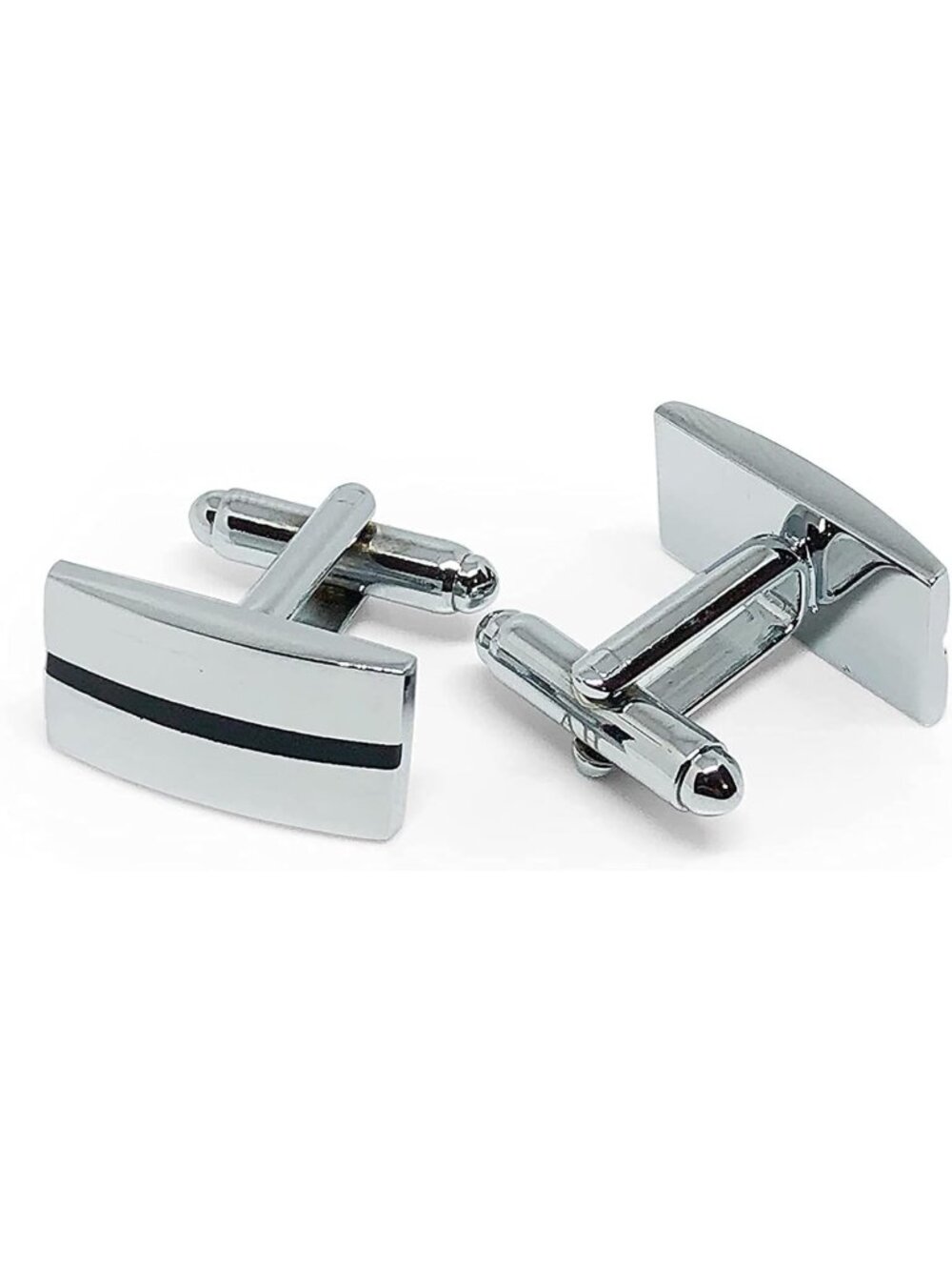 Elegant Silver & Black Cufflinks Set | Premium Stainless Steel Jewelry for